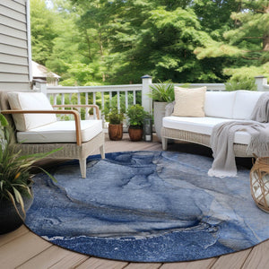 HomeRoots 5' Lilac Abstract Washable Non-Skid Area Rug – Stylish, Durable Design for Indoor & Outdoor Spaces 8' Round 560578