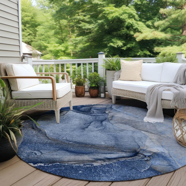 HomeRoots 5' Lilac Abstract Washable Non-Skid Area Rug – Stylish, Durable Design for Indoor & Outdoor Spaces 8' Round 560578