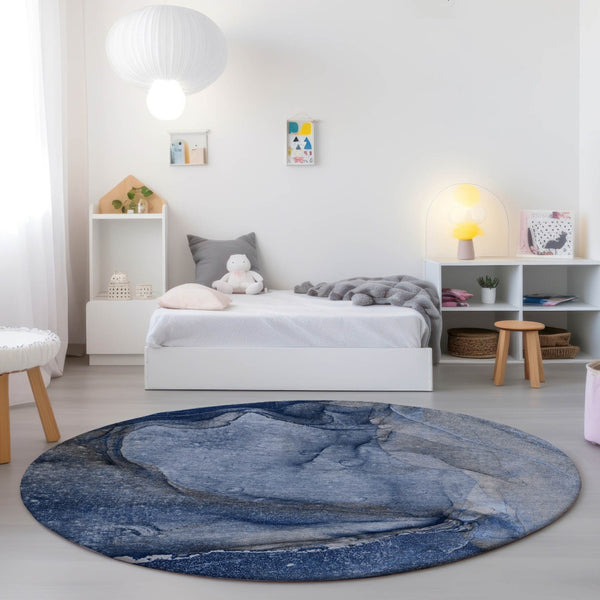 HomeRoots 5' Lilac Abstract Washable Non-Skid Area Rug – Stylish, Durable Design for Indoor & Outdoor Spaces 8' Round 560578
