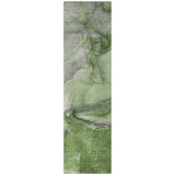 Homeroots 8' Runner Olive Green Abstract Washable Non Skid Indoor Outdoor Runner Rug Olive Polyester 560583