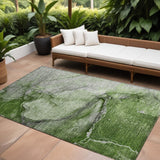 Homeroots 9' X 12' Olive Green Abstract Washable Non Skid Indoor Outdoor Area Rug Olive Polyester 560589