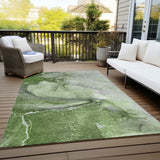 Homeroots 9' X 12' Olive Green Abstract Washable Non Skid Indoor Outdoor Area Rug Olive Polyester 560589