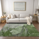 Homeroots 9' X 12' Olive Green Abstract Washable Non Skid Indoor Outdoor Area Rug Olive Polyester 560589