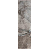 Homeroots 2' X 8' Taupe Abstract Washable Indoor Outdoor Runner Rug Taupe Polyester 560592