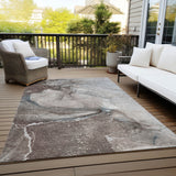 Homeroots 3' X 5' Taupe Abstract Washable Non Skid Indoor Outdoor Area Rug Taupe Polyester 560594