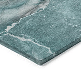 Homeroots 3' X 5' Teal Abstract Washable Non Skid Indoor Outdoor Area Rug Teal Polyester 560603