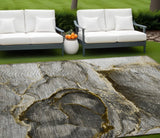 Homeroots 8' X 10' Gray And Gold Abstract Washable Non Skid Indoor Outdoor Area Rug Gold Polyester 560615