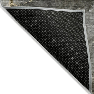 HomeRoots 5' Modern Gray and Gold Abstract Area Rug - Washable, Non-Skid, UV Resistant for Indoor/Outdoor Use 8' X 10' 560615