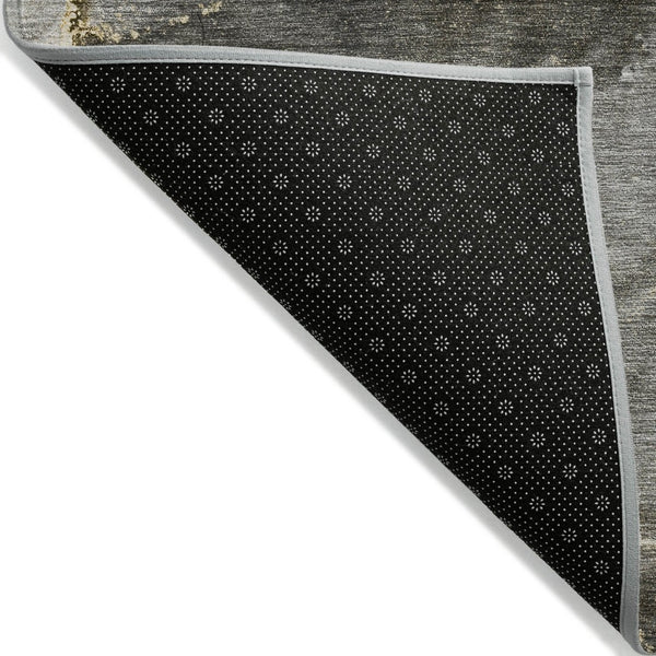 HomeRoots 5' Modern Gray and Gold Abstract Area Rug - Washable, Non-Skid, UV Resistant for Indoor/Outdoor Use 8' X 10' 560615