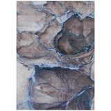 Homeroots 3' X 5' Navy Blue Abstract Washable Non Skid Indoor Outdoor Area Rug Navy Polyester 560621