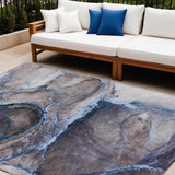 Homeroots 8' X 10' Navy Blue Abstract Washable Indoor Outdoor Area Rug Navy Polyester 560624