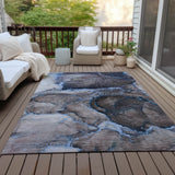 Homeroots 8' X 10' Navy Blue Abstract Washable Indoor Outdoor Area Rug Navy Polyester 560624