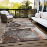 Homeroots 5' X 8' Peach Abstract Washable Non Skid Indoor Outdoor Area Rug Peach Polyester 560631