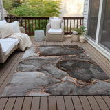 Homeroots 9' X 12' Peach Abstract Washable Indoor Outdoor Area Rug Peach Polyester 560634