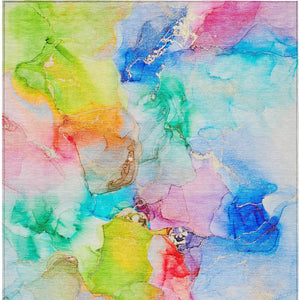 HomeRoots 5' Vibrant Abstract Area Rug in Blue, Pink, and Green - Washable, Durable, Perfect for Indoor & Outdoor 10' X 14' 560644