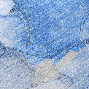 Homeroots 2' X 8' Abstract Washable Indoor Outdoor Runner Rug - Stylish, Stain Resistant Addition For Any Space Navy Polyester 560646