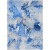 Homeroots 5' X 8' Navy Blue Abstract Washable Indoor Outdoor Area Rug Navy Polyester 560649