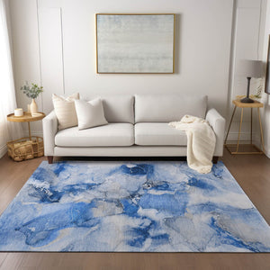 HomeRoots 5' Vibrant Abstract Area Rug in Blue, Pink, and Green - Washable, Durable, Perfect for Indoor & Outdoor 5' X 8' 560649