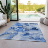 Homeroots 5' X 8' Navy Blue Abstract Washable Indoor Outdoor Area Rug Navy Polyester 560649