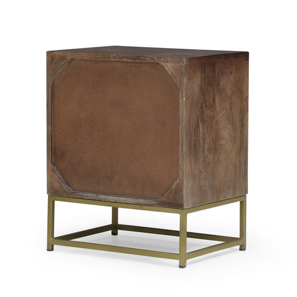 English Elm Christopher Knight Home® - NIGHT Mango Wood Nightstand Walnut with Gold Iron Legs, 3 Drawers, Mid-Century Modern Storage 68570.00