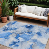 Homeroots 8' X 10' Navy Blue Abstract Washable Indoor Outdoor Area Rug Navy Polyester 560651