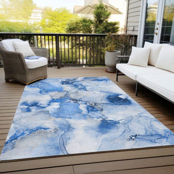 HomeRoots 5' Vibrant Abstract Area Rug in Blue, Pink, and Green - Washable, Durable, Perfect for Indoor & Outdoor 9' X 12' 560652