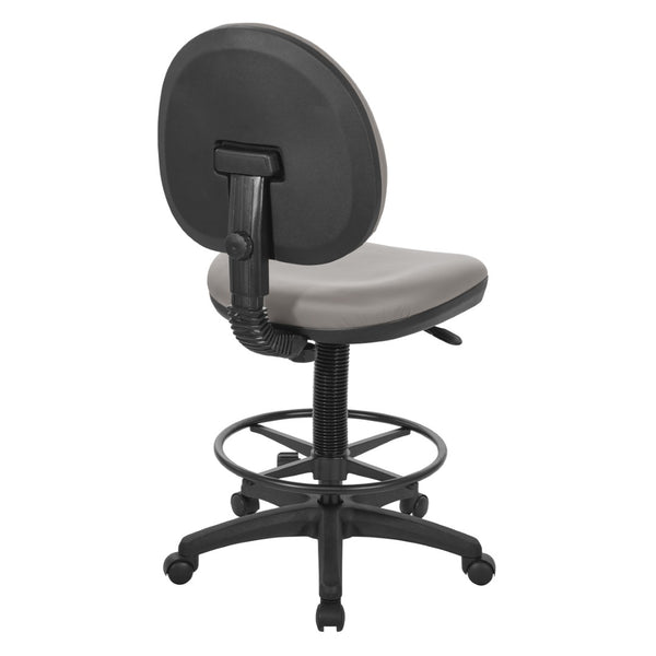 OSP Home Furnishings Sculptured Ergonomic Drafting Chair with Lumbar Support Padded Seat and Adjustable Footring Stratus DC550-R103