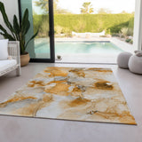 Homeroots 3' X 5' Orange And Ivory Abstract Washable Indoor Outdoor Area Rug Orange Polyester 560657