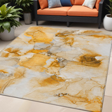 Homeroots 5' X 8' Orange And Ivory Abstract Washable Indoor Outdoor Area Rug Orange Polyester 560658