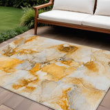 Homeroots 8' X 10' Orange And Ivory Abstract Washable Indoor Outdoor Area Rug Orange Polyester 560660