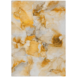 Homeroots 8' X 10' Orange And Ivory Abstract Washable Indoor Outdoor Area Rug Orange Polyester 560660