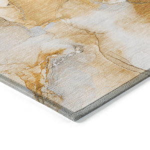 Homeroots 8' X 10' Orange And Ivory Abstract Washable Indoor Outdoor Area Rug Orange Polyester 560660