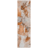 Homeroots 2' X 8' Orange And Ivory Abstract Washable Indoor Outdoor Runner Rug Paprika Polyester 560664