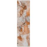 Homeroots 2' X 8' Orange And Ivory Abstract Washable Indoor Outdoor Runner Rug Paprika Polyester 560664