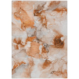 Homeroots 3' X 5' Orange And Ivory Abstract Washable Non Skid Indoor Outdoor Area Rug Paprika Polyester 560666