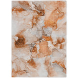 Homeroots 5' X 8' Orange And Ivory Abstract Washable Non Skid Indoor Outdoor Area Rug Paprika Polyester 560667