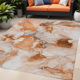 Homeroots 5' X 8' Orange And Ivory Abstract Washable Non Skid Indoor Outdoor Area Rug Paprika Polyester 560667