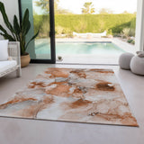 Homeroots 8' X 10' Orange And Ivory Abstract Washable Indoor Outdoor Area Rug Paprika Polyester 560669