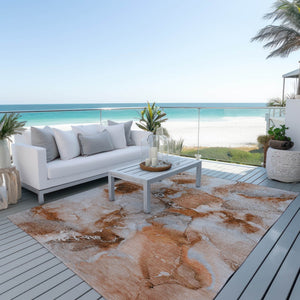 Homeroots 2' X 8' Abstract Washable Indoor Outdoor Runner Rug - Stylish, Stain Resistant Addition For Any Space 10' X 14' Polyester 560671