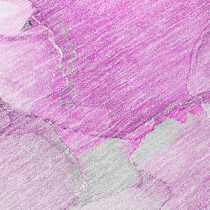 Homeroots 2' X 8' Abstract Washable Indoor Outdoor Runner Rug - Stylish, Stain Resistant Addition For Any Space Pink Polyester 560673