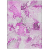 Homeroots 3' X 5' Pink And Ivory Abstract Washable Non Skid Indoor Outdoor Area Rug Pink Polyester 560675