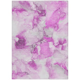 Homeroots 3' X 5' Pink And Ivory Abstract Washable Non Skid Indoor Outdoor Area Rug Pink Polyester 560675