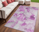 Homeroots 5' X 8' Pink And Ivory Abstract Washable Non Skid Indoor Outdoor Area Rug Pink Polyester 560676