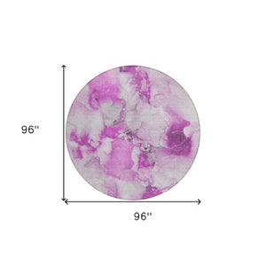 Homeroots 2' X 8' Abstract Washable Indoor Outdoor Runner Rug - Stylish, Stain Resistant Addition For Any Space 8' Round Polyester 560677