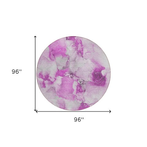 Homeroots 2' X 8' Abstract Washable Indoor Outdoor Runner Rug - Stylish, Stain Resistant Addition For Any Space 8' Round Polyester 560677