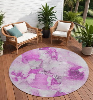 Homeroots 2' X 8' Abstract Washable Indoor Outdoor Runner Rug - Stylish, Stain Resistant Addition For Any Space 8' Round Polyester 560677