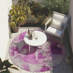 Homeroots 2' X 8' Abstract Washable Indoor Outdoor Runner Rug - Stylish, Stain Resistant Addition For Any Space 8' Round Polyester 560677