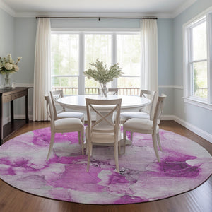 Homeroots 2' X 8' Abstract Washable Indoor Outdoor Runner Rug - Stylish, Stain Resistant Addition For Any Space 8' Round Polyester 560677