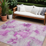 Homeroots 9' X 12' Pink And Ivory Abstract Washable Non Skid Indoor Outdoor Area Rug Pink Polyester 560679