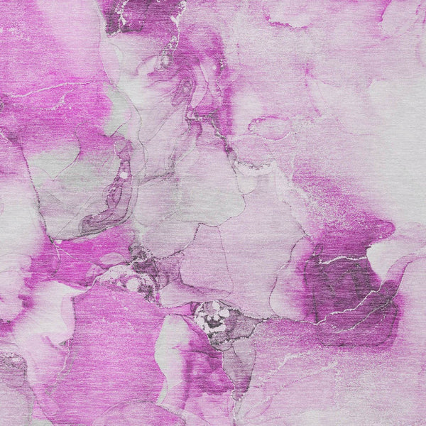 Homeroots 9' X 12' Pink And Ivory Abstract Washable Non Skid Indoor Outdoor Area Rug Pink Polyester 560679